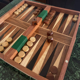 2-i-1 Skak & Backgammon, akacie træ