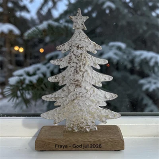 Juletræ på fod, stor - hvid/guld