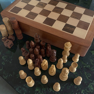 2-i-1 Skak & Backgammon, akacie træ