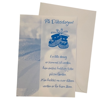 Kort - På dåbsdagen inkl. kuvert, dreng