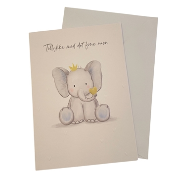 Tillykke med navnet inkl. kuvert - Elefant