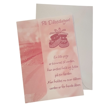 Kort - På dåbsdagen inkl. kuvert, pige