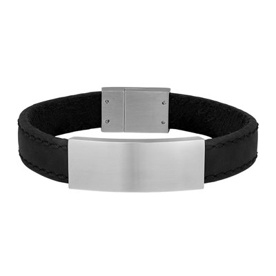 Sort læder armbånd. Son of Noa. Gratis gravering tilbydes 