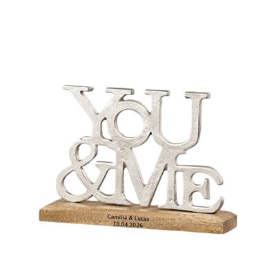 You & me figur med navn indgraveret. Personlig gave 