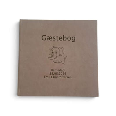 Beige gæstebog med personlig indgravering