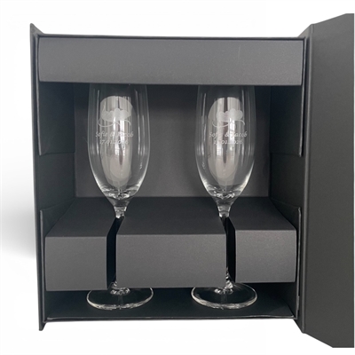Champagneglas med navn i gaveæske