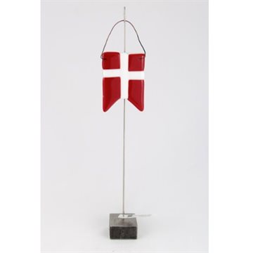 Dannebro - Bordflag med navn -håndlavet glas