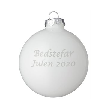 Hvid blank glas julekugle med navn