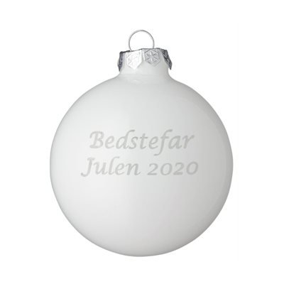 Hvid blank glas julekugle med navn