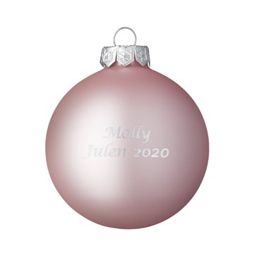 Lyserød julekugle med navn