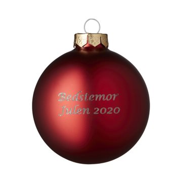 Rød julekugle med navn