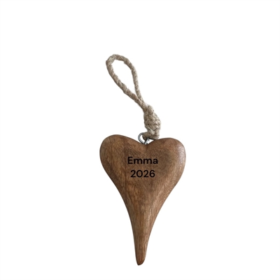 Hjerte med navn- håndlavet