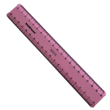 Lineal 20 cm plast - Lyserød