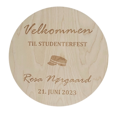 Velkomstskilt til studenterfest