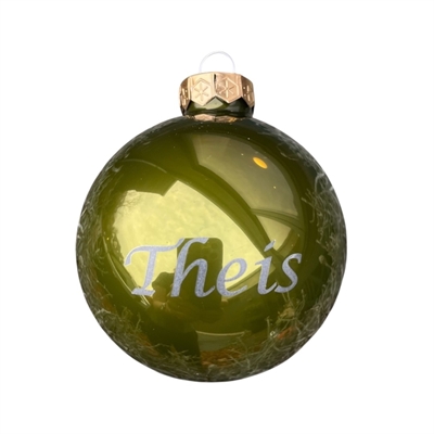 Græsgrøn julekugle med navn